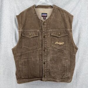 Vintage Boss by IG Design Brown Denim Vest Mens 3X Heavy Cotton Streetwear 90s